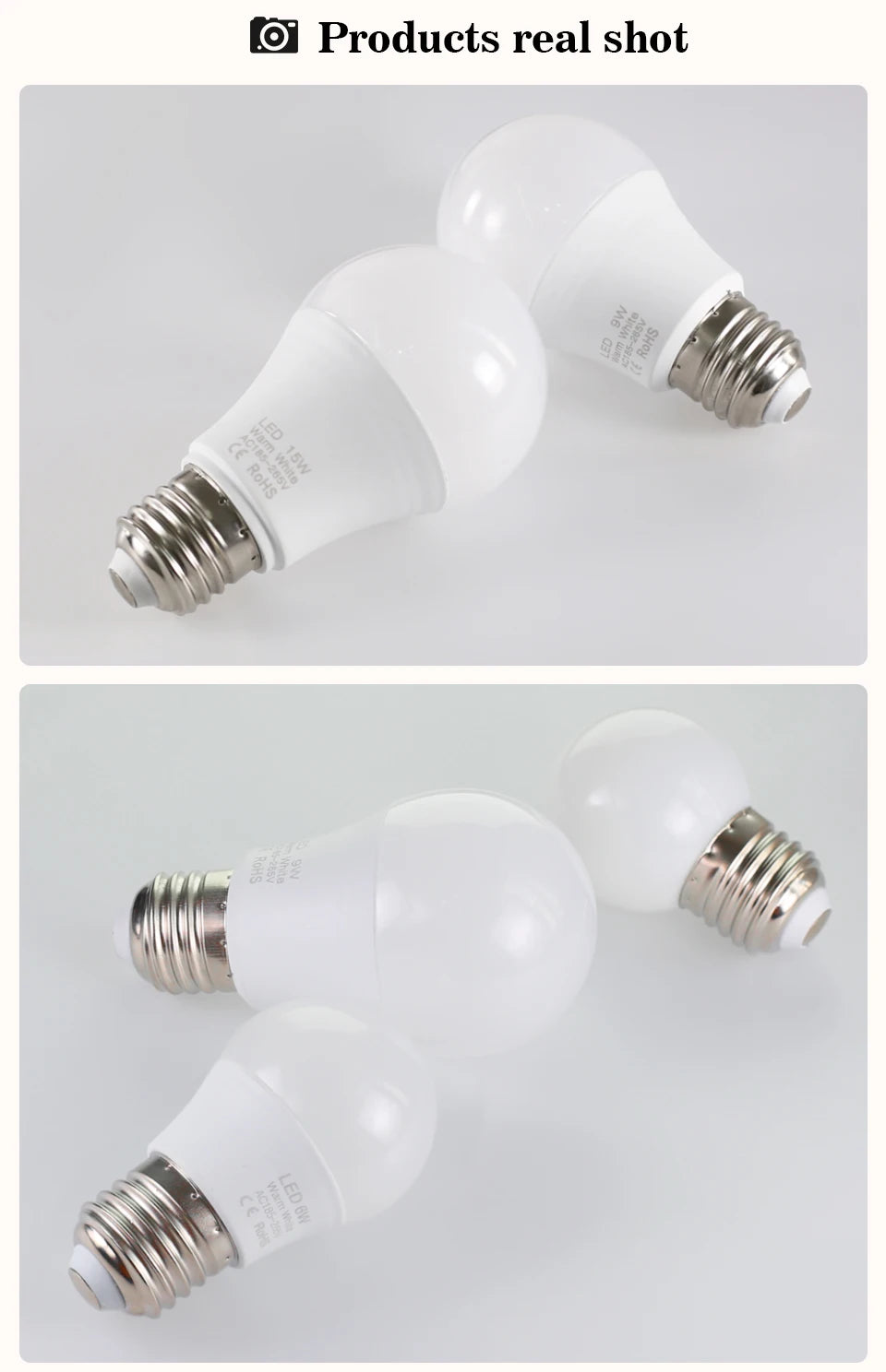 3W 6W 9W 12W 15W 18W LED Bulb Lamps E27 Lampada LED Light Bulb AC 220V-240V Smart IC High Brightness Bombilla Lamp Spotlight