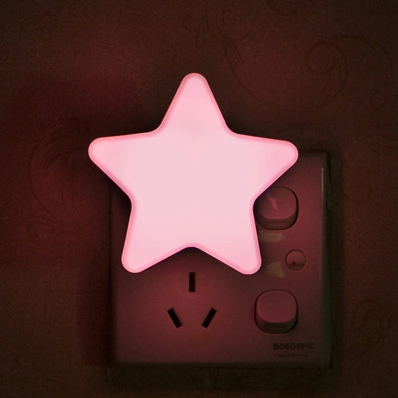 LED Stars Night Lights EU/US Plug Night Lamp Light Home Decoration Bedroom Bedside Baby Room Living Room Corridor Lighting